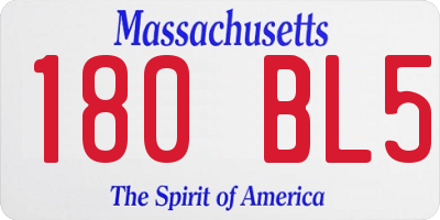 MA license plate 180BL5