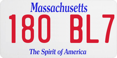 MA license plate 180BL7
