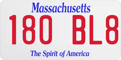 MA license plate 180BL8