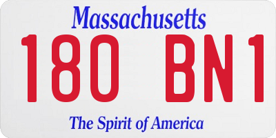 MA license plate 180BN1