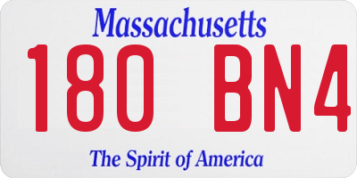 MA license plate 180BN4