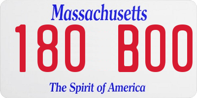 MA license plate 180BO0