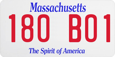 MA license plate 180BO1