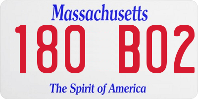 MA license plate 180BO2