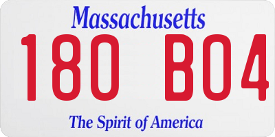 MA license plate 180BO4