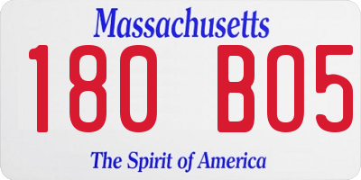 MA license plate 180BO5