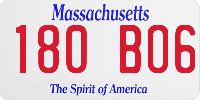 MA license plate 180BO6