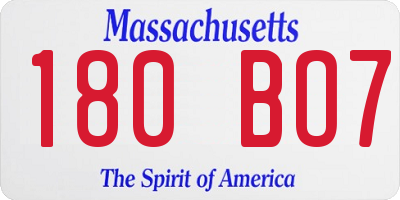 MA license plate 180BO7
