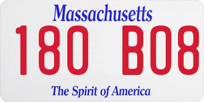 MA license plate 180BO8