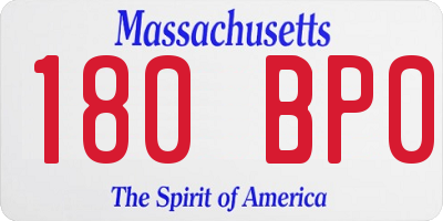 MA license plate 180BP0