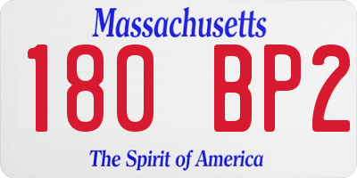MA license plate 180BP2