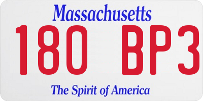 MA license plate 180BP3