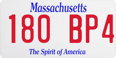 MA license plate 180BP4