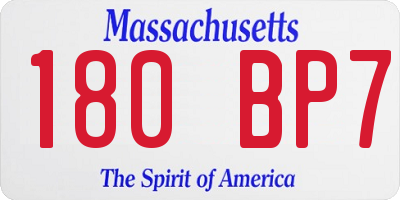 MA license plate 180BP7