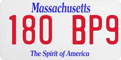 MA license plate 180BP9