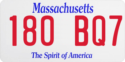 MA license plate 180BQ7