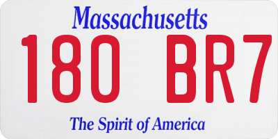 MA license plate 180BR7