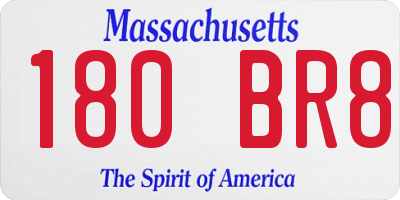 MA license plate 180BR8