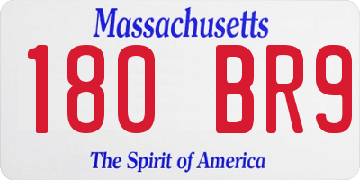 MA license plate 180BR9