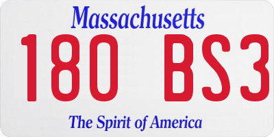 MA license plate 180BS3