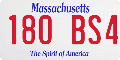MA license plate 180BS4