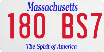 MA license plate 180BS7