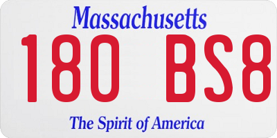 MA license plate 180BS8
