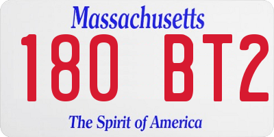 MA license plate 180BT2