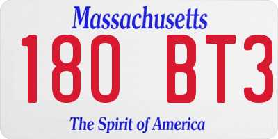 MA license plate 180BT3