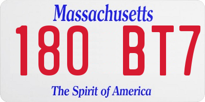 MA license plate 180BT7