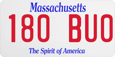 MA license plate 180BU0