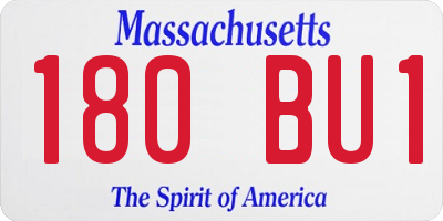 MA license plate 180BU1