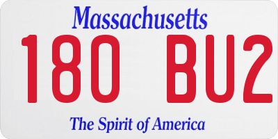 MA license plate 180BU2