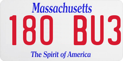 MA license plate 180BU3