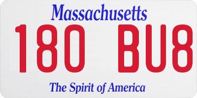 MA license plate 180BU8