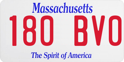 MA license plate 180BV0