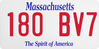 MA license plate 180BV7