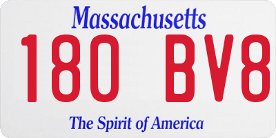 MA license plate 180BV8