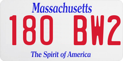 MA license plate 180BW2