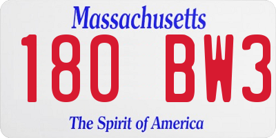 MA license plate 180BW3