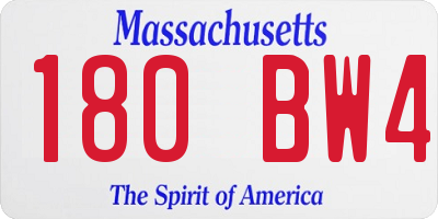MA license plate 180BW4