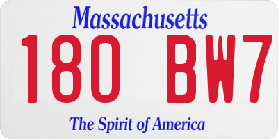 MA license plate 180BW7