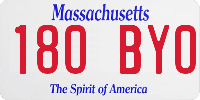 MA license plate 180BY0