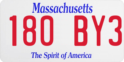MA license plate 180BY3