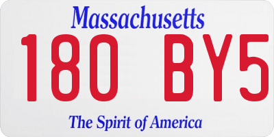 MA license plate 180BY5