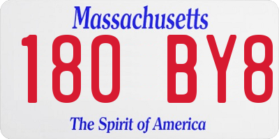 MA license plate 180BY8
