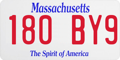 MA license plate 180BY9