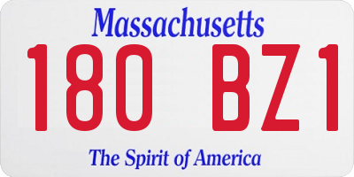 MA license plate 180BZ1