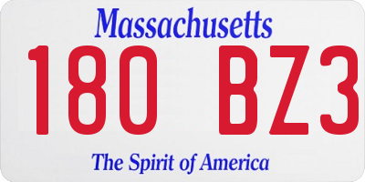MA license plate 180BZ3