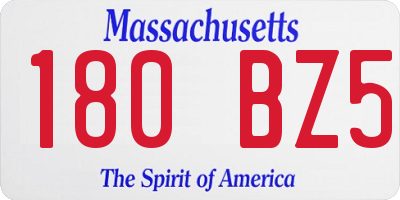 MA license plate 180BZ5